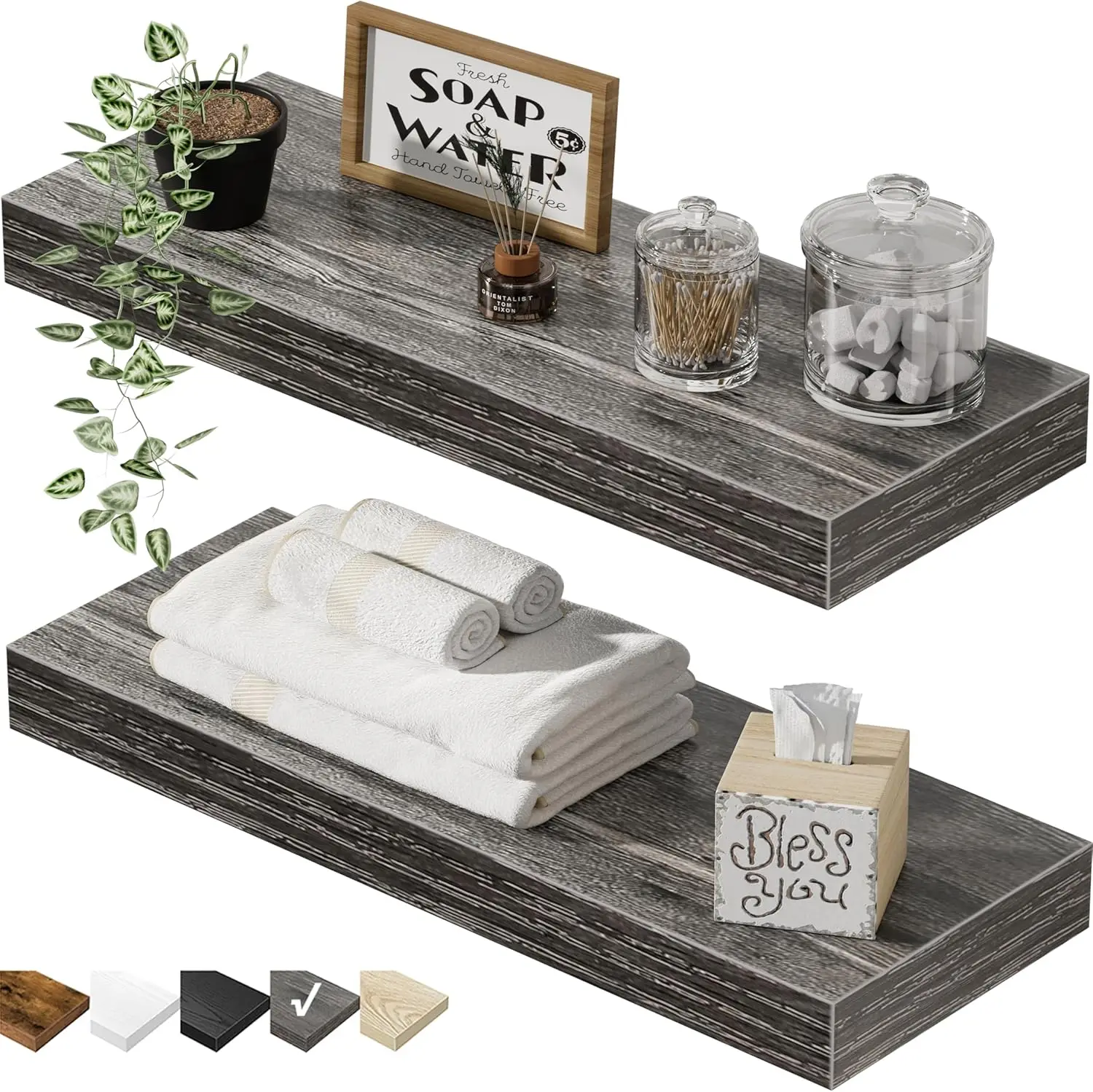Bathroom Floating Shelves for Wall - 15.7" Wall Mounted Shelf Over Toilet Farmhouse Home Decor Display Bookshelf Small
Bathroom Floating Shelves for Wall - 15.7" Wall Mounted Shelf Over Toilet Farmhouse Home Decor Display Bookshelf Small