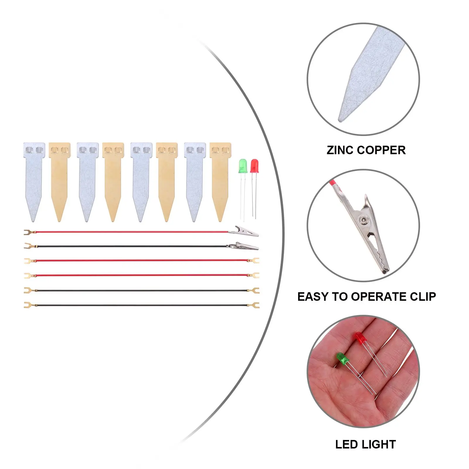 Experiment Kit Science Project Supplies Educational Toys Fruit Device 2 Sets Zinc Copper LED Watch Salt
Experiment Kit Science Project Supplies Educational Toys Fruit Device 2 Sets Zinc Copper LED Watch Salt