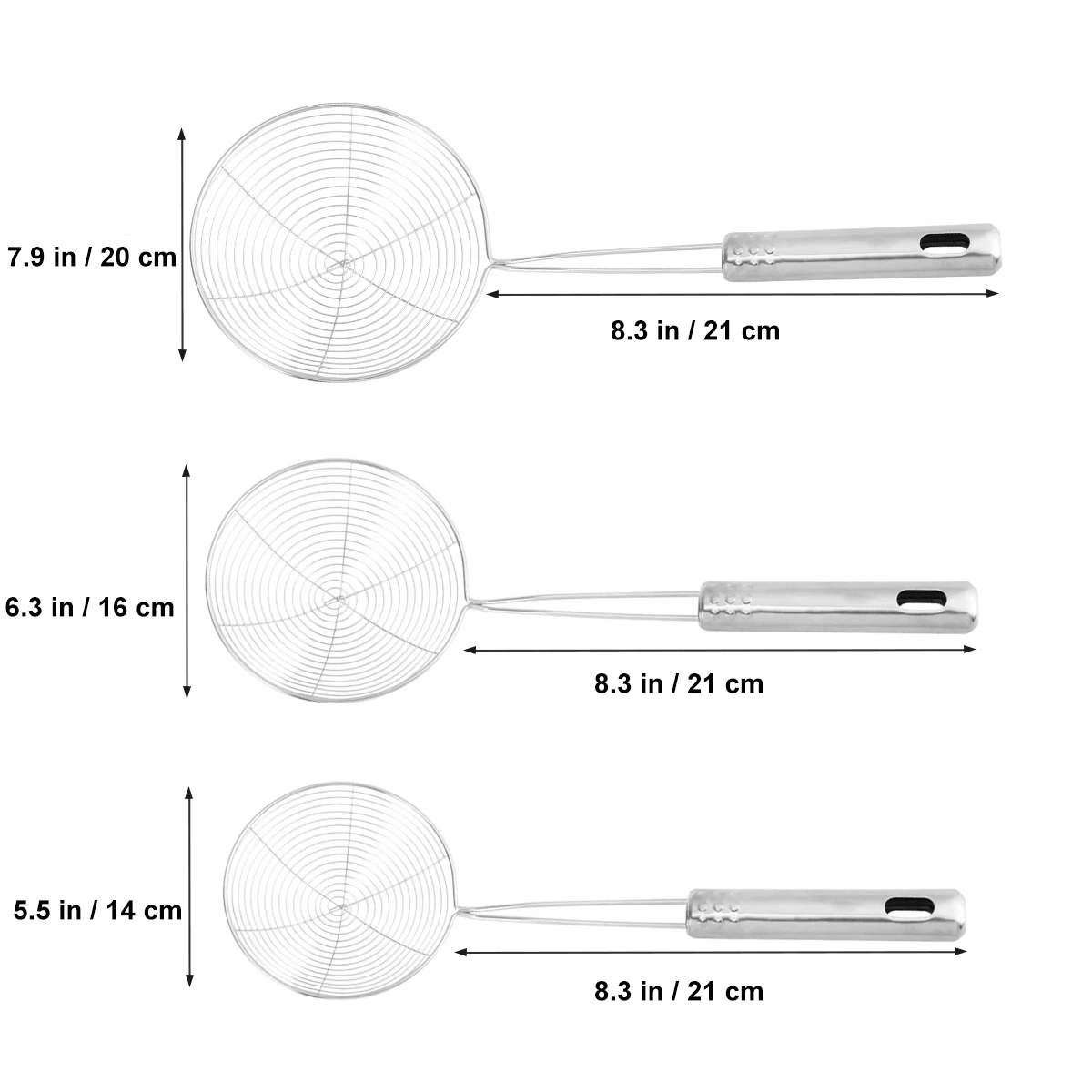 3PCS Stainless Steel Skimmer Strainers Handle Oil Soup Filter Anti Rust Odorless Eco Friendly Kitchen Mesh for Pasta
3PCS Stainless Steel Skimmer Strainers Handle Oil Soup Filter Anti Rust Odorless Eco Friendly Kitchen Mesh for Pasta
