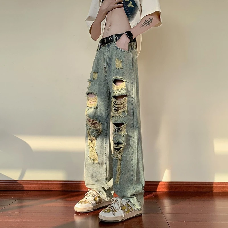 Ripped Jeans Men's Summer Thin American Hiphop Washed Old Pants High Street Trendy Large Size Straight Pants Wear-resisting New
Ripped Jeans Men's Summer Thin American Hiphop Washed Old Pants High Street Trendy Large Size Straight Pants Wear-resisting New