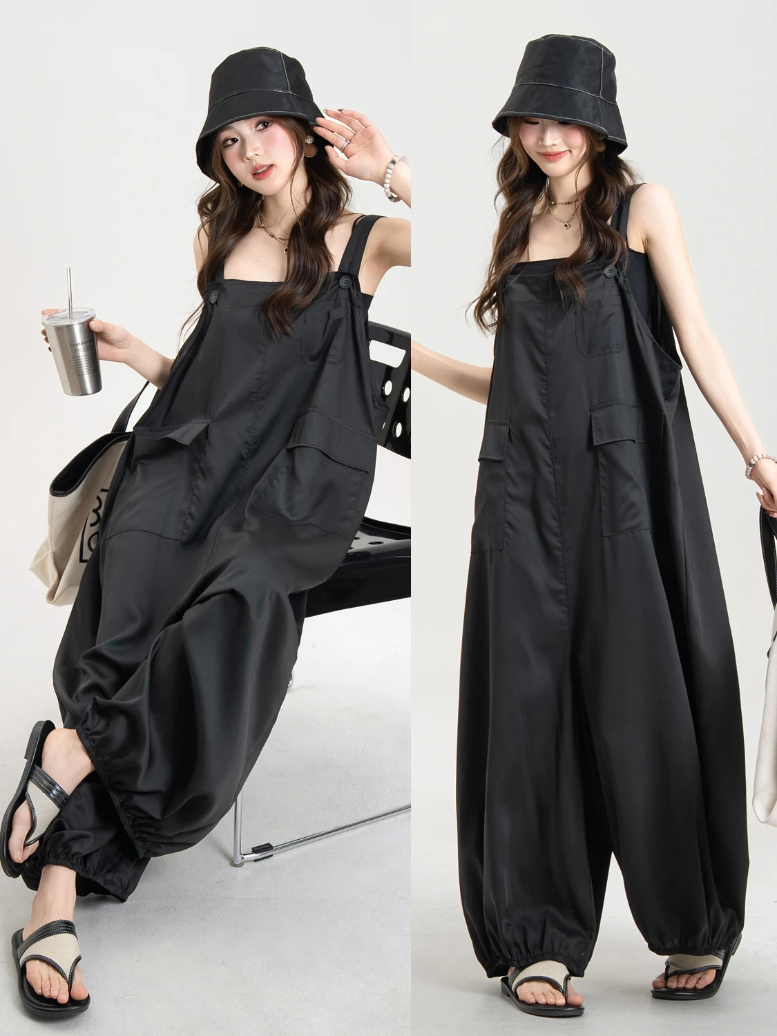 Oversize Casual Lazy Style Women's Romper Summer Wide Leg Lantern Workwear Strap Pants High Waist Polyester Fiber
Oversize Casual Lazy Style Women's Romper Summer Wide Leg Lantern Workwear Strap Pants High Waist Polyester Fiber