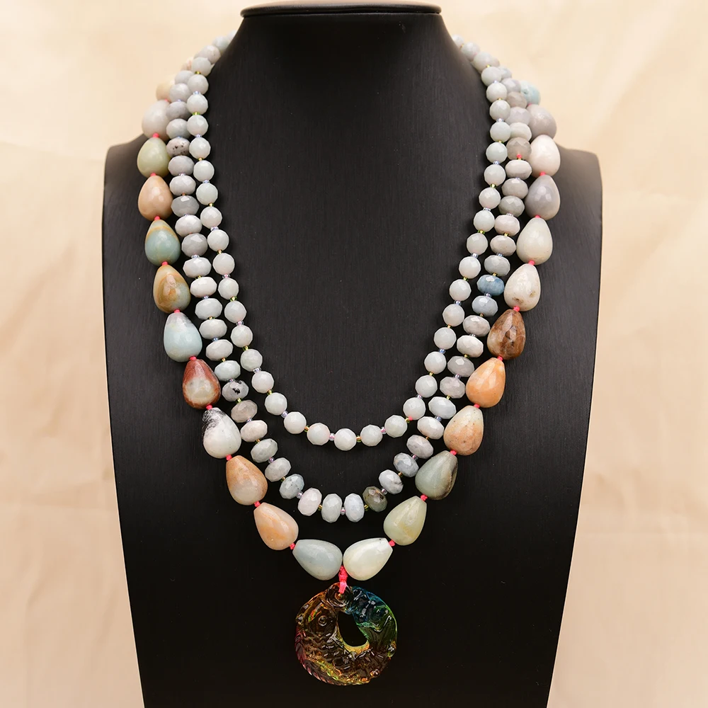 APDGG A28 ручной работы 3-рядный натуральный смешанный камень амазонит стеклянный кулон ожерелье с несколькими нитками
APDGG A28 ручной работы 3-рядный натуральный смешанный камень амазонит стеклянный кулон ожерелье с несколькими нитками