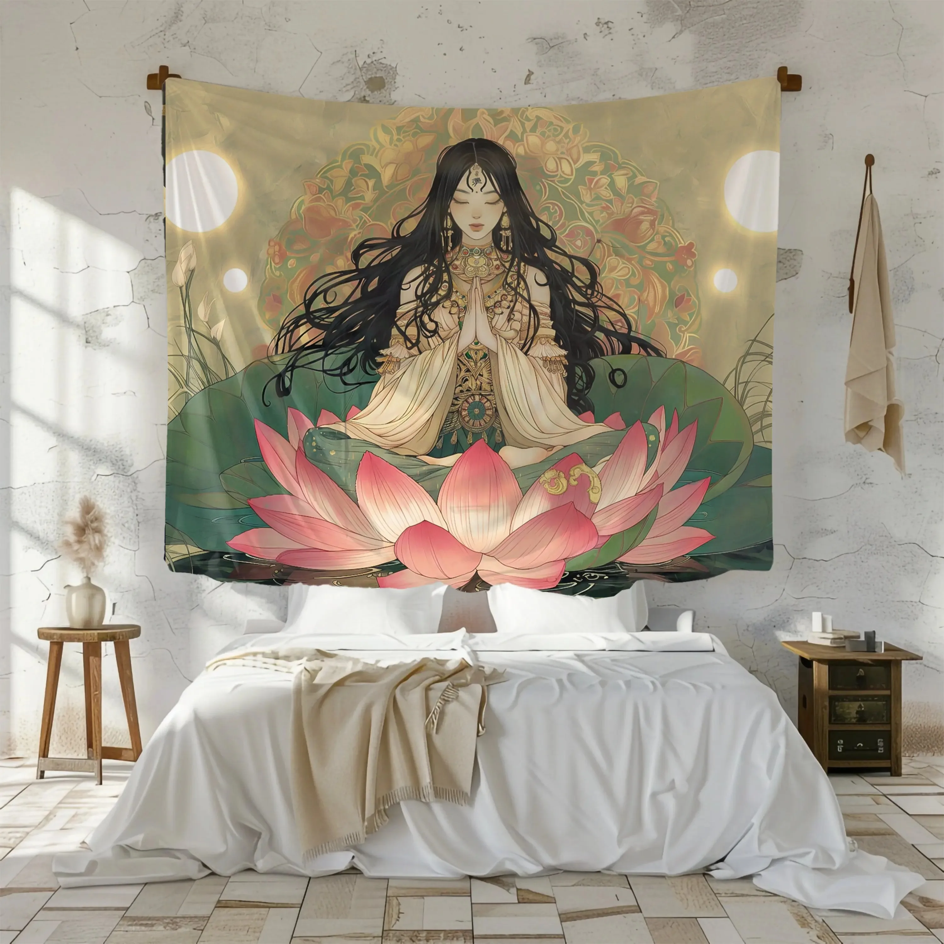 2D Flat Printed Zen Yoga Lotus Meditation Goddess Tapestry Peach Skin Wall Hanging For Bedroom Living Room Aesthetic Home Decor
2D Flat Printed Zen Yoga Lotus Meditation Goddess Tapestry Peach Skin Wall Hanging For Bedroom Living Room Aesthetic Home Decor