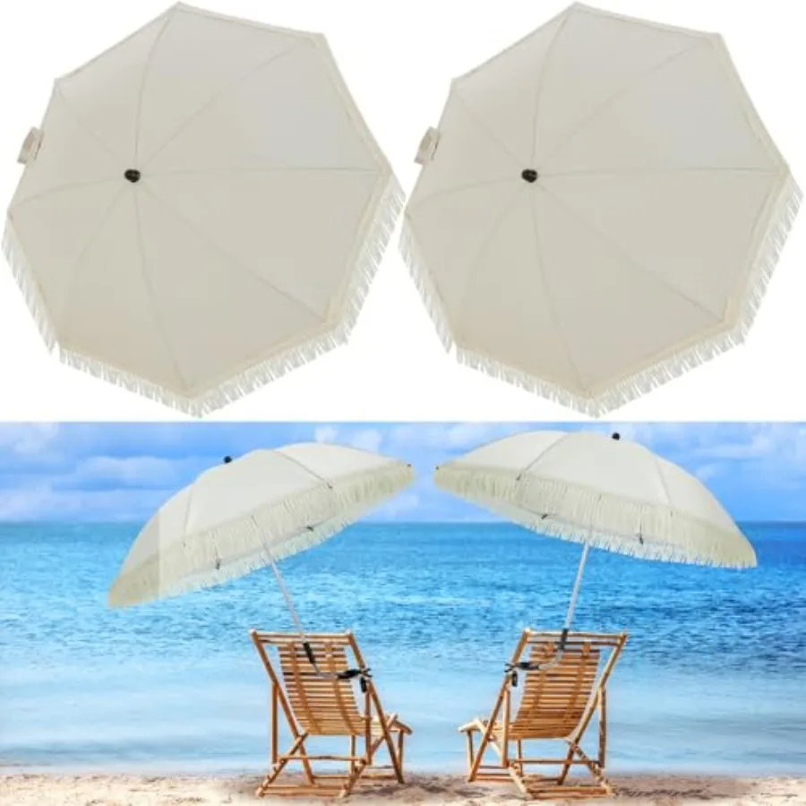 2 Pcs Beach Chair Umbrella Automatic with Universal Adjustable Clamp 44" UPF 50+ Portable Clamp on Beach Chair for Wheelchair P
2 Pcs Beach Chair Umbrella Automatic with Universal Adjustable Clamp 44" UPF 50+ Portable Clamp on Beach Chair for Wheelchair P