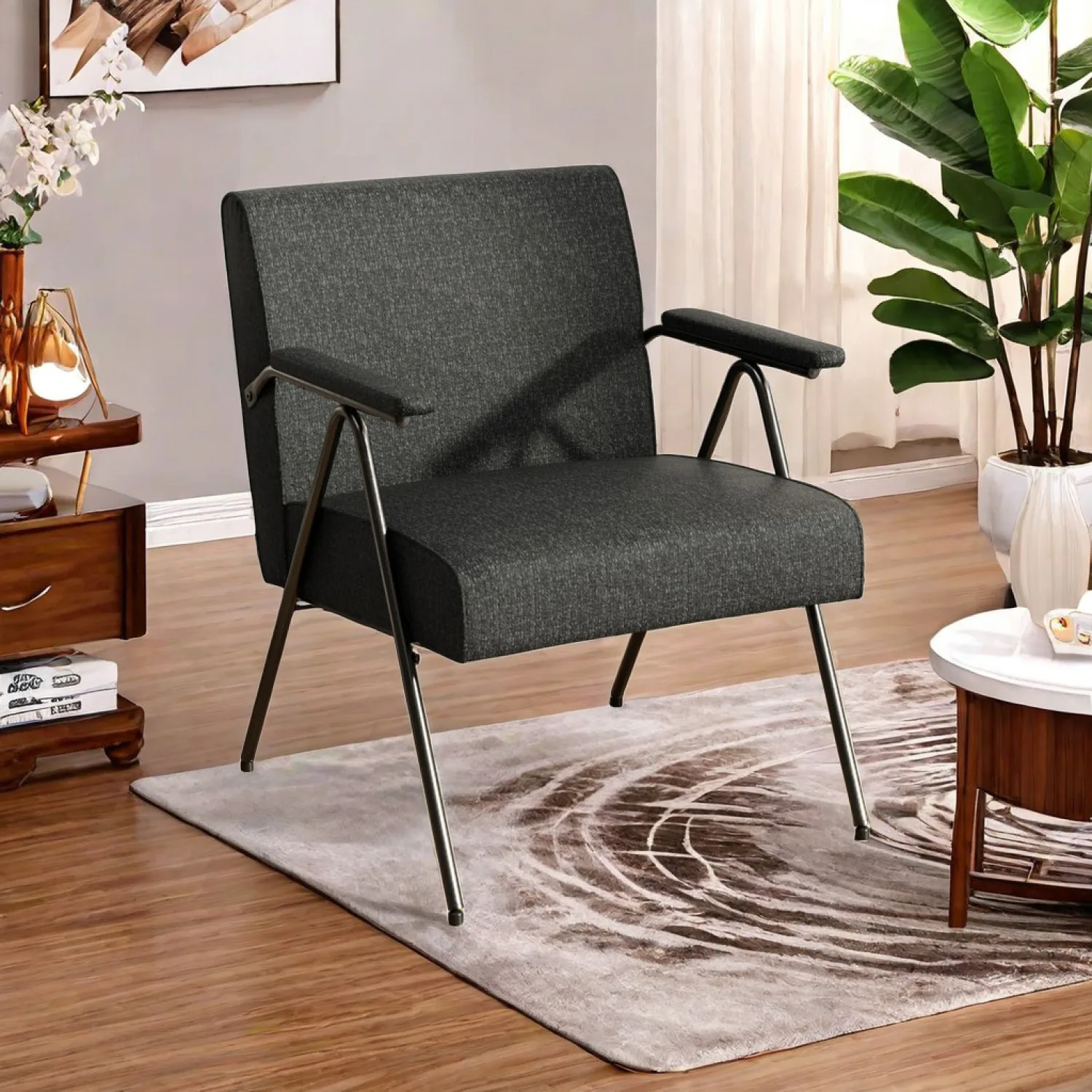 FX-P91-BK (SOFA CHAIR) Modern Black Accent Chair with Metal Frame - Stylish Upholstered Single Sofa, Perfect for Living Room, Be
FX-P91-BK (SOFA CHAIR) Modern Black Accent Chair with Metal Frame - Stylish Upholstered Single Sofa, Perfect for Living Room, Be