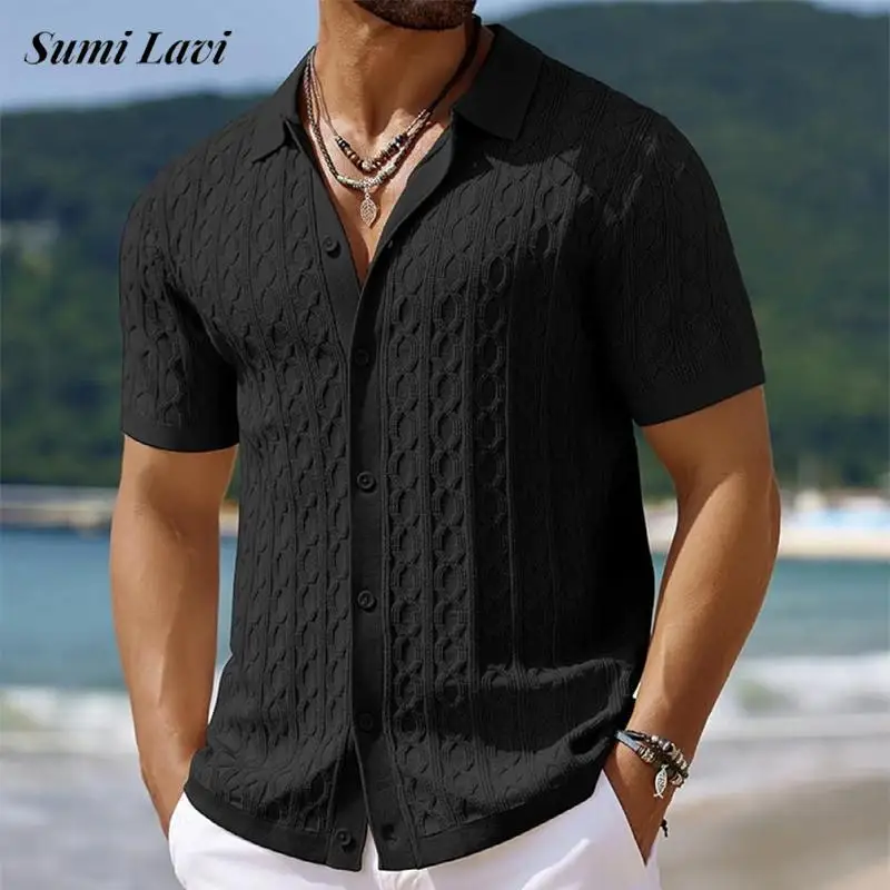 Trendy Short Sleeve Slim Knit Shirts For Mens Summer Fashion Textured Jacquard Shirt Tops Men Casual Turn-down Collar Cardigans
Trendy Short Sleeve Slim Knit Shirts For Mens Summer Fashion Textured Jacquard Shirt Tops Men Casual Turn-down Collar Cardigans