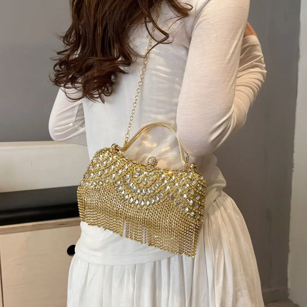 Elegant Shiny Tassel Evening Banquet Bag Crystal Glitter Rhinestone Shoulder Bag Sequin Bling Large Capacity Box Handbag Wedding
Elegant Shiny Tassel Evening Banquet Bag Crystal Glitter Rhinestone Shoulder Bag Sequin Bling Large Capacity Box Handbag Wedding