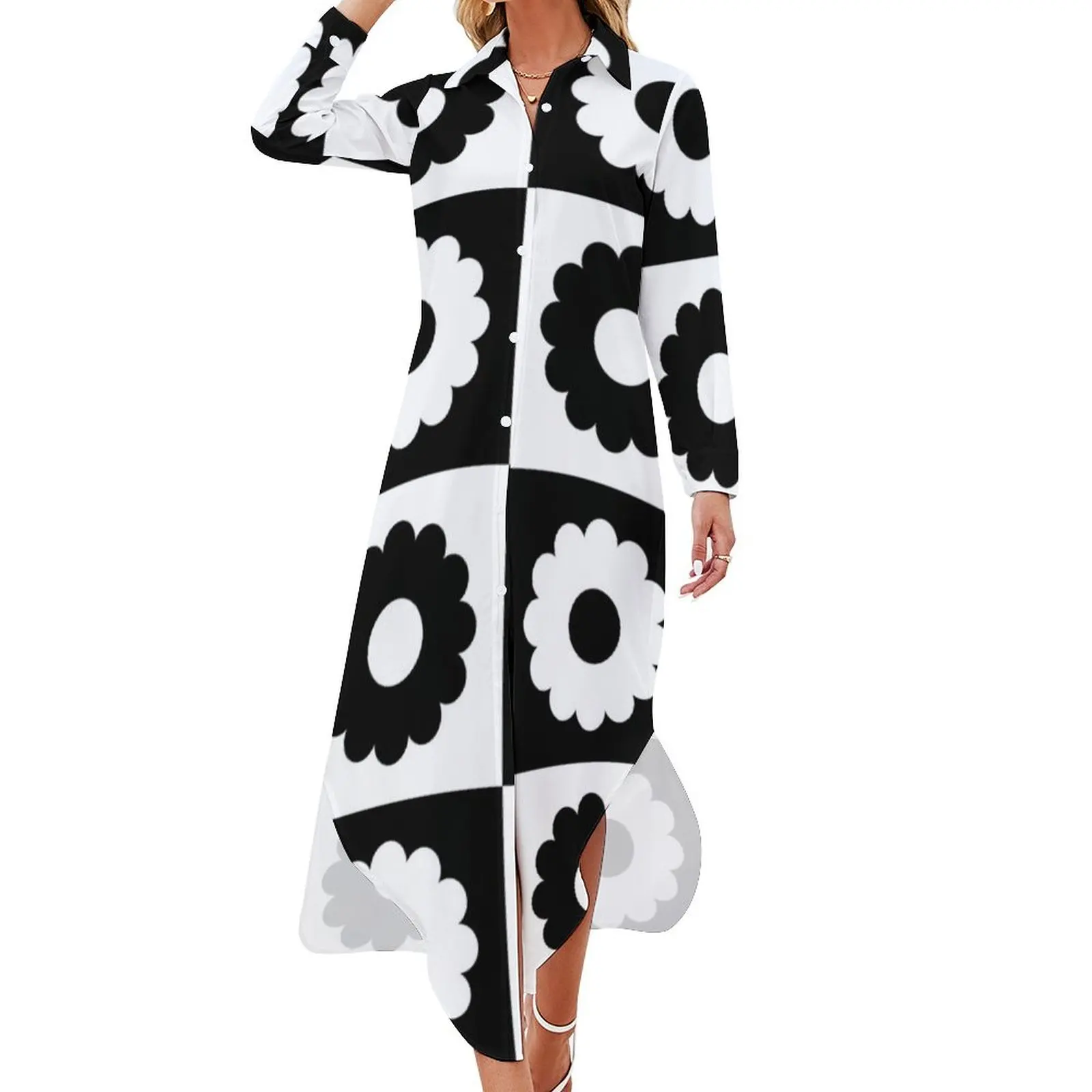 Vintage Flowerpattern Black and White Long Sleeved Shirt Dress Bridesmaid dress woman womens dress women's summer dresses 2024
Vintage Flowerpattern Black and White Long Sleeved Shirt Dress Bridesmaid dress woman womens dress women's summer dresses 2024
