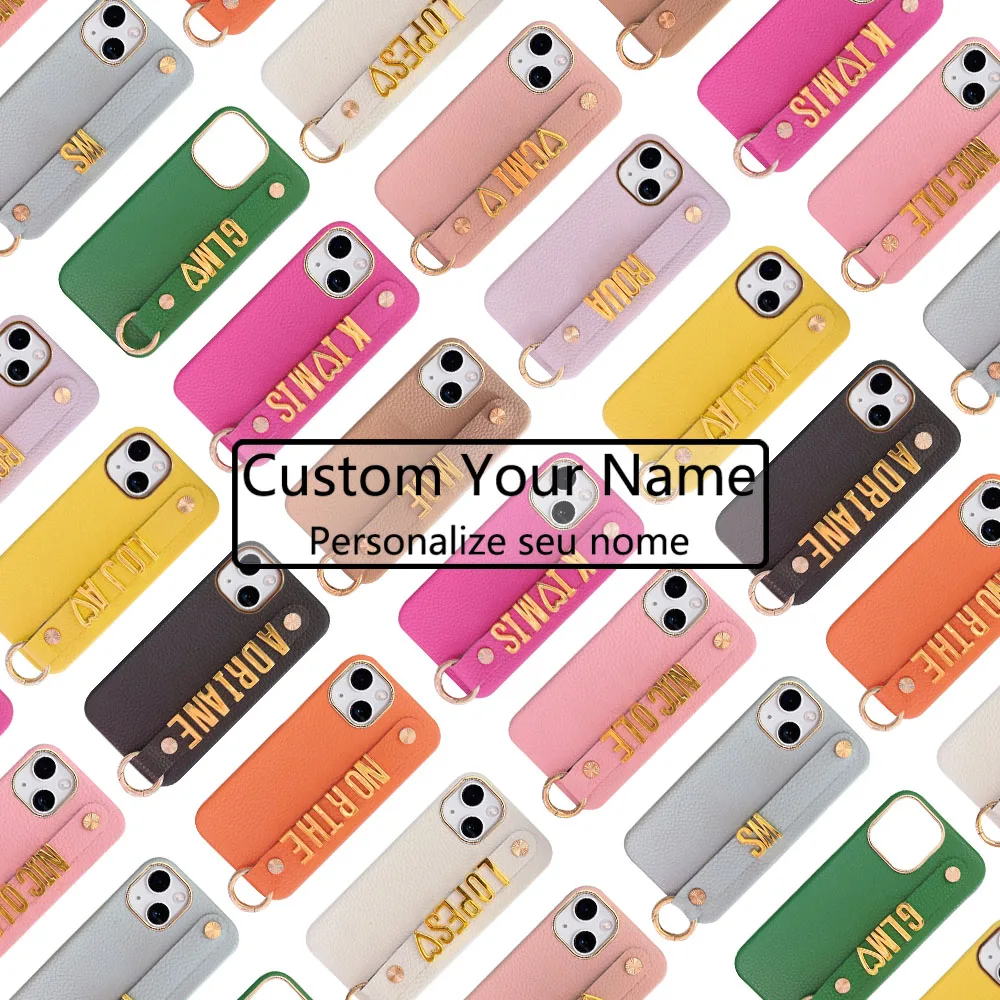 Luxury Personalized Customized Gold Letter Name Leather Wristband Phone Case For iphone 16 15 Pro Max 14 13 12 11 Back Cover
Luxury Personalized Customized Gold Letter Name Leather Wristband Phone Case For iphone 16 15 Pro Max 14 13 12 11 Back Cover