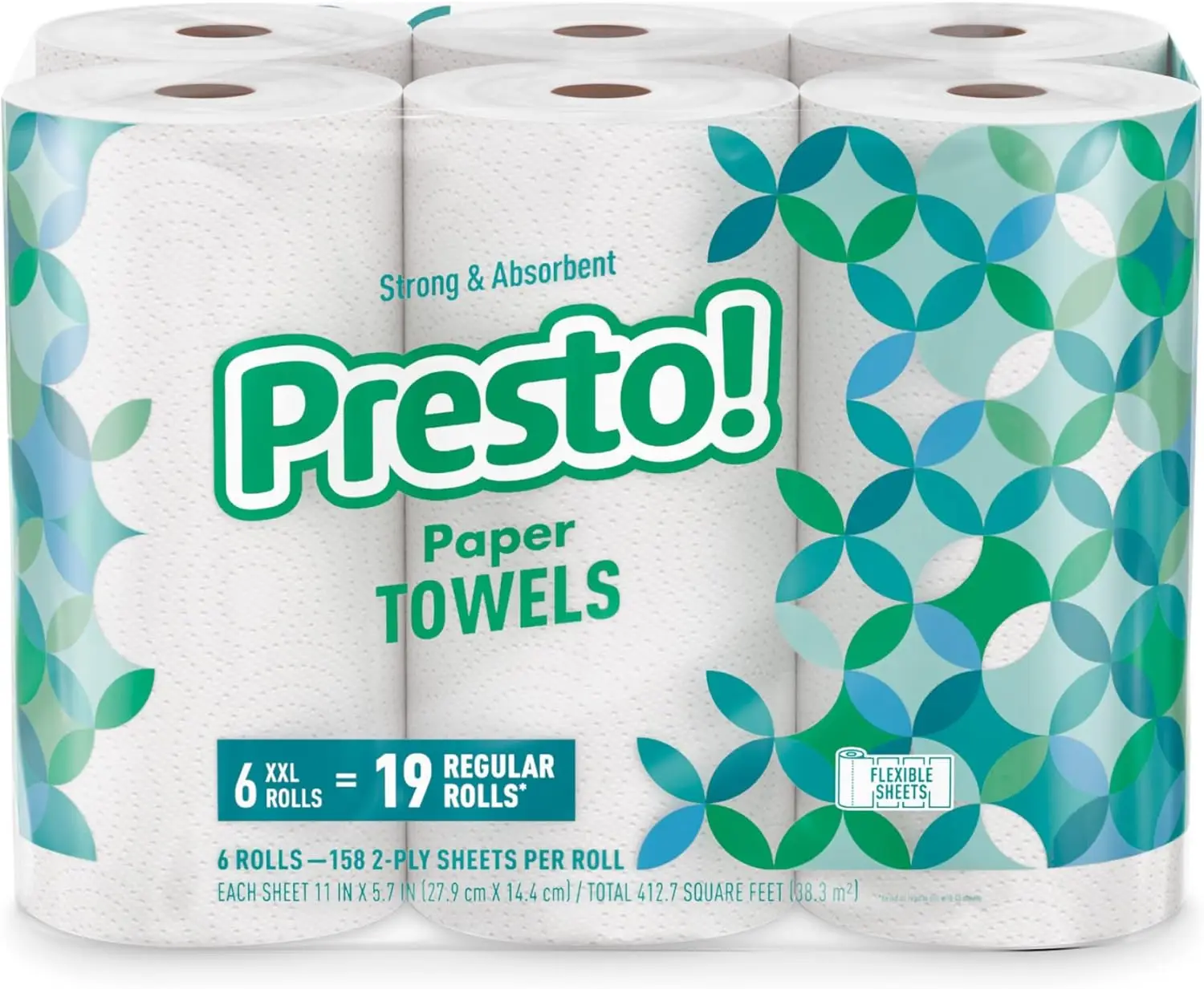 Brand - Ultra-Strong Premium Paper Towels, 158 Sheet Huge roll - Flex-a-Size, 6 Rolls, Equivalent to 19 Regular Rolls, White
Brand - Ultra-Strong Premium Paper Towels, 158 Sheet Huge roll - Flex-a-Size, 6 Rolls, Equivalent to 19 Regular Rolls, White