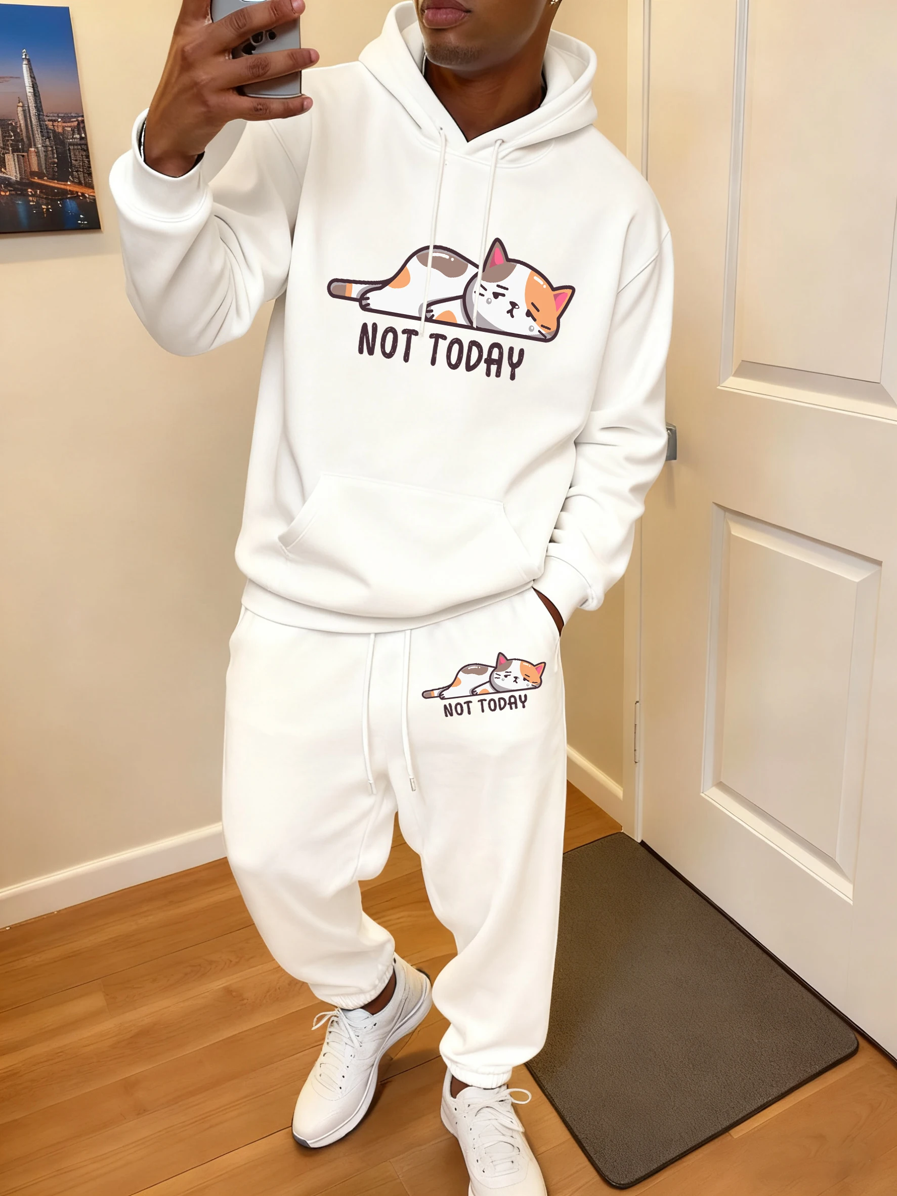 Not Today Cute Cat Printing Men Classic Sweatshirts Sport Fleece Hoodie Set Pocket Loose Pants Basic Autumn Sweatpants Suit
Not Today Cute Cat Printing Men Classic Sweatshirts Sport Fleece Hoodie Set Pocket Loose Pants Basic Autumn Sweatpants Suit