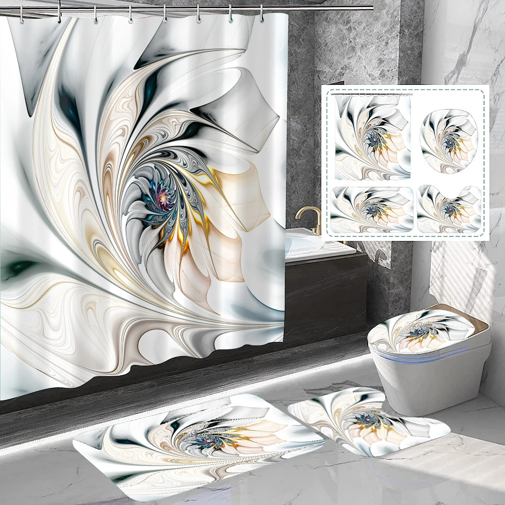 1 set of whirlpool floral technology printed shower curtains, summer style, with 12 hooks and bathroom floor mats
1 set of whirlpool floral technology printed shower curtains, summer style, with 12 hooks and bathroom floor mats