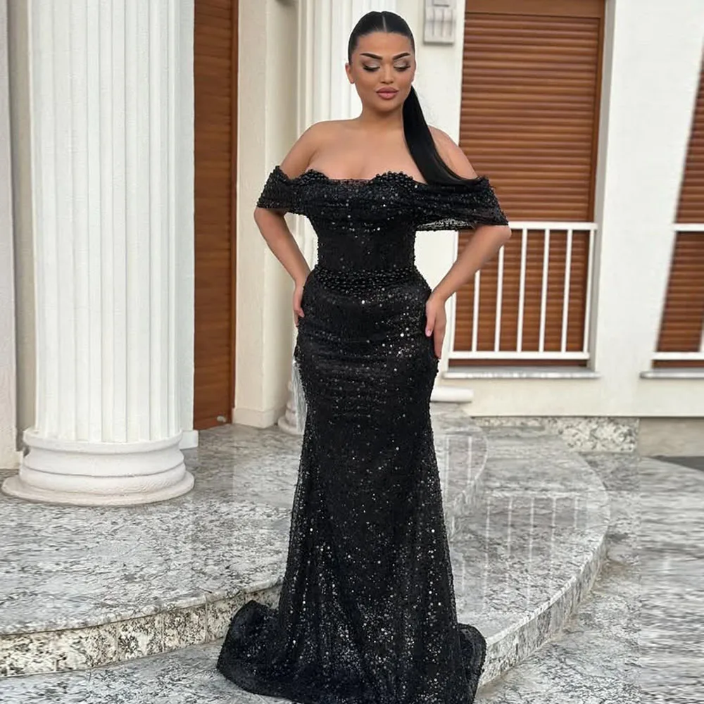 Fantastic Off Shoulder Beaded Sequins Shiny Prom Dress with Pearls Sheath Backless Evening Bridal Gown Court Customzied
Fantastic Off Shoulder Beaded Sequins Shiny Prom Dress with Pearls Sheath Backless Evening Bridal Gown Court Customzied