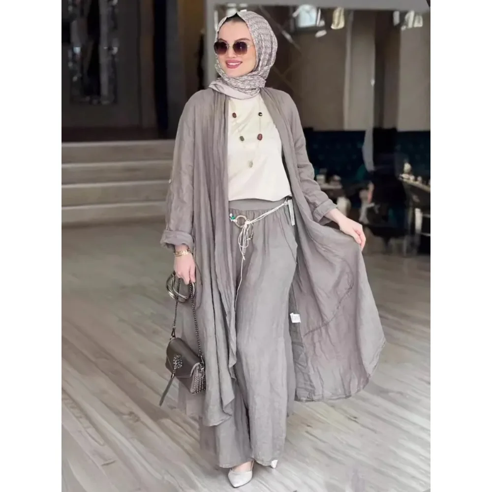 Loose V Neck Button Spliced Casual Solid Wide Leg Pants 2025 Women Two Pieces Pants Sets Solid Linen Cardigan Long Shirts
Loose V Neck Button Spliced Casual Solid Wide Leg Pants 2025 Women Two Pieces Pants Sets Solid Linen Cardigan Long Shirts