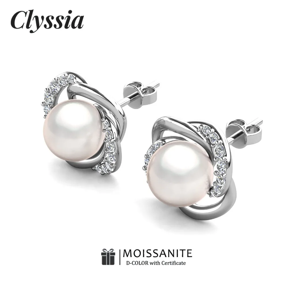 CLYSSIA Women's Moissanite Earrings, 925 Sterling Silver Inlaid Pearls, Fine Jewelry Gift for Birthday Wedding Party Occasions
CLYSSIA Women's Moissanite Earrings, 925 Sterling Silver Inlaid Pearls, Fine Jewelry Gift for Birthday Wedding Party Occasions