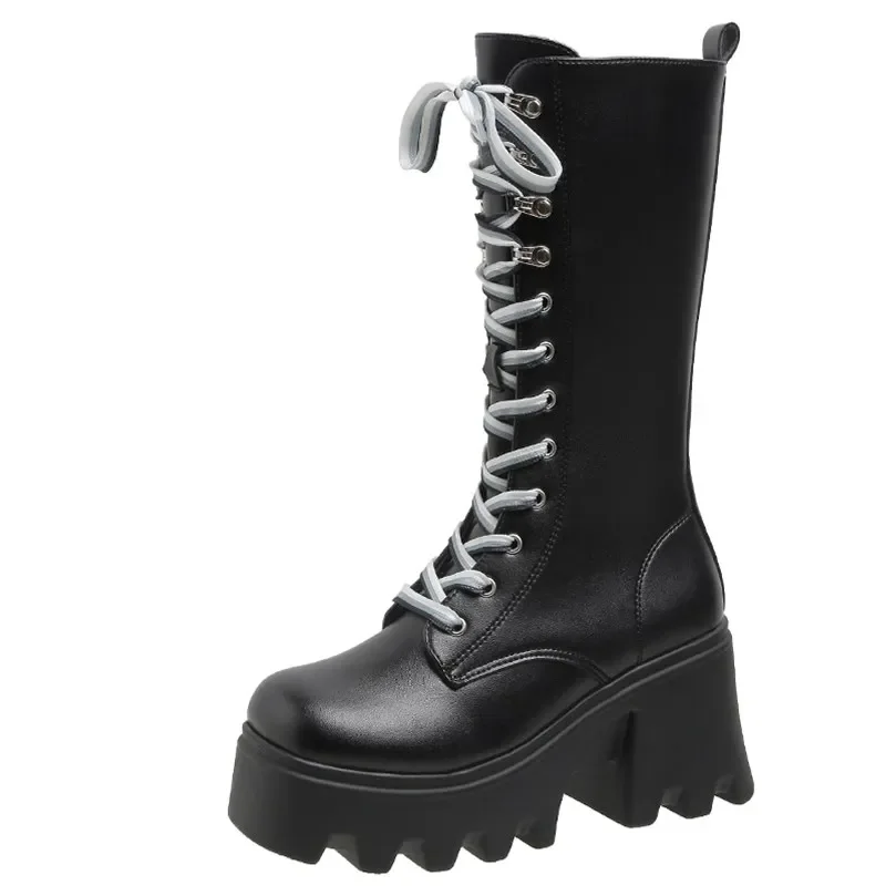 2025 Winter Chunky Platform Leather Knee High Boots Women Retro Punk Height Increasing Long Boots Woman Lace Up Booties Mujer
2025 Winter Chunky Platform Leather Knee High Boots Women Retro Punk Height Increasing Long Boots Woman Lace Up Booties Mujer