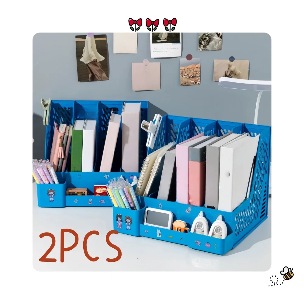 2-Pack Desktop File Rack Bookshelf Multi-Functional Multi-Layer Large-Capacity File Basket Classification Rack Data Storage Box