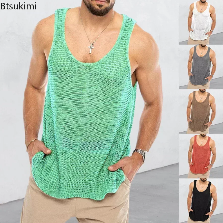 2025 Men's Summer Casual Tank Top Knit Sports Vest Loose Knit Sleeveless Male T-shirt Breathable Mesh Sports Top Men Clothing
2025 Men's Summer Casual Tank Top Knit Sports Vest Loose Knit Sleeveless Male T-shirt Breathable Mesh Sports Top Men Clothing