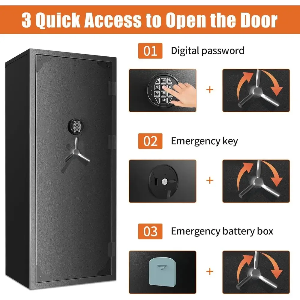 Fireproof Safe for Long Guns with 20-30 Rifle Capacity Removable Shelves Silent Operation External Battery LED Light
Fireproof Safe for Long Guns with 20-30 Rifle Capacity Removable Shelves Silent Operation External Battery LED Light