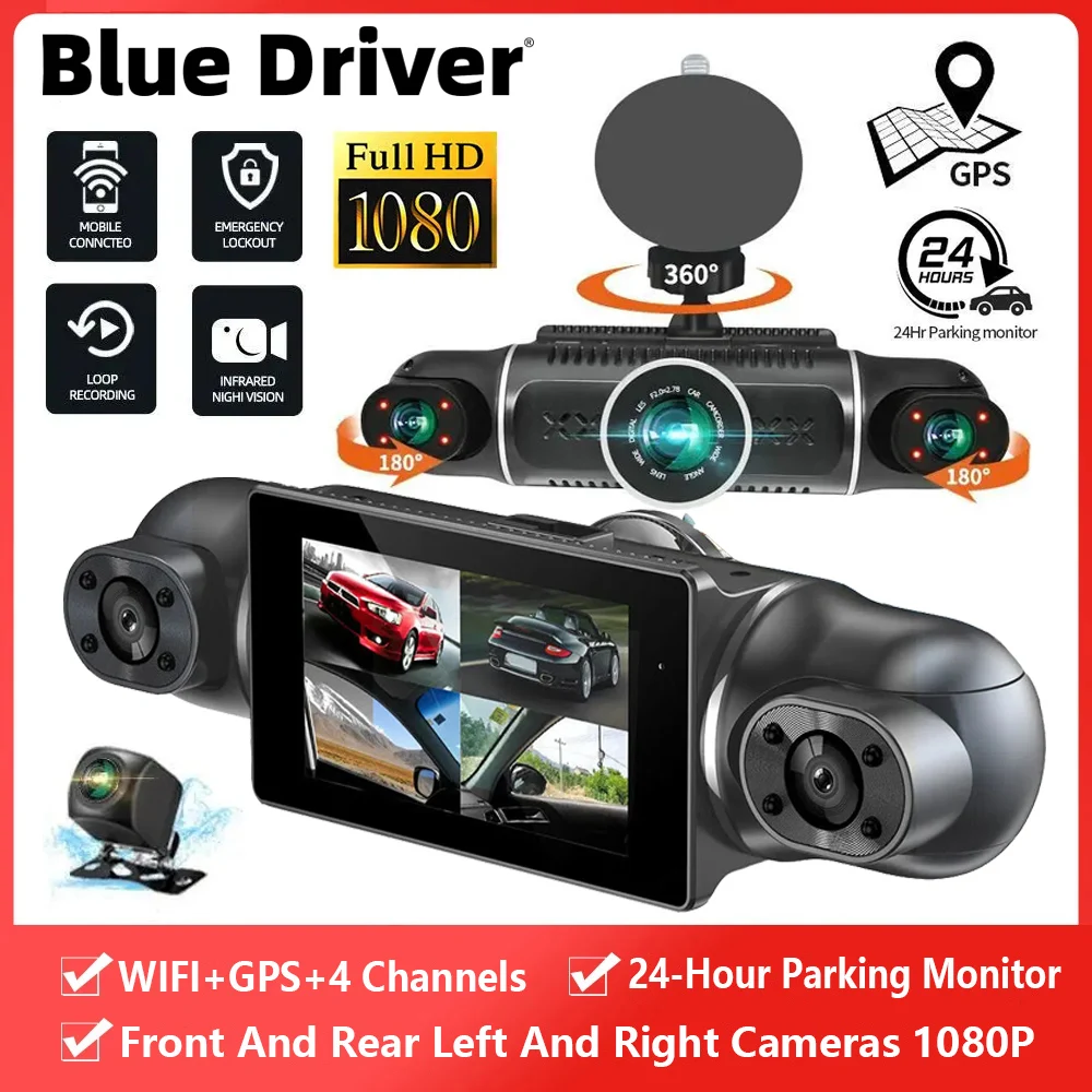 4-Lens WIFI Driving Recorder 1080P HD 4-Lens 24-Hour Night Vision Monitor Ring Video Recorder Suitable For Car Video Recorders
4-Lens WIFI Driving Recorder 1080P HD 4-Lens 24-Hour Night Vision Monitor Ring Video Recorder Suitable For Car Video Recorders