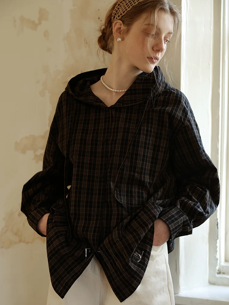 Rina Berry Light Weight Hooded Pure Cotton Loose Simple Commute Versatile Early Spring Plaid Cotton Shirt Women's Fashion
Rina Berry Light Weight Hooded Pure Cotton Loose Simple Commute Versatile Early Spring Plaid Cotton Shirt Women's Fashion