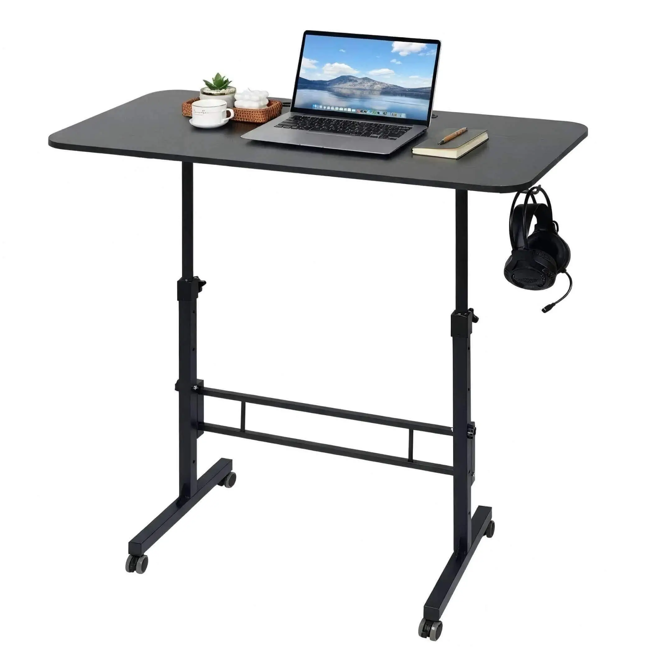 Height Adjustable Rolling Desk For Laptop Home Office Workstation With Casters And Headset Hook Black 15.7x31.5 Inches
Height Adjustable Rolling Desk For Laptop Home Office Workstation With Casters And Headset Hook Black 15.7x31.5 Inches
