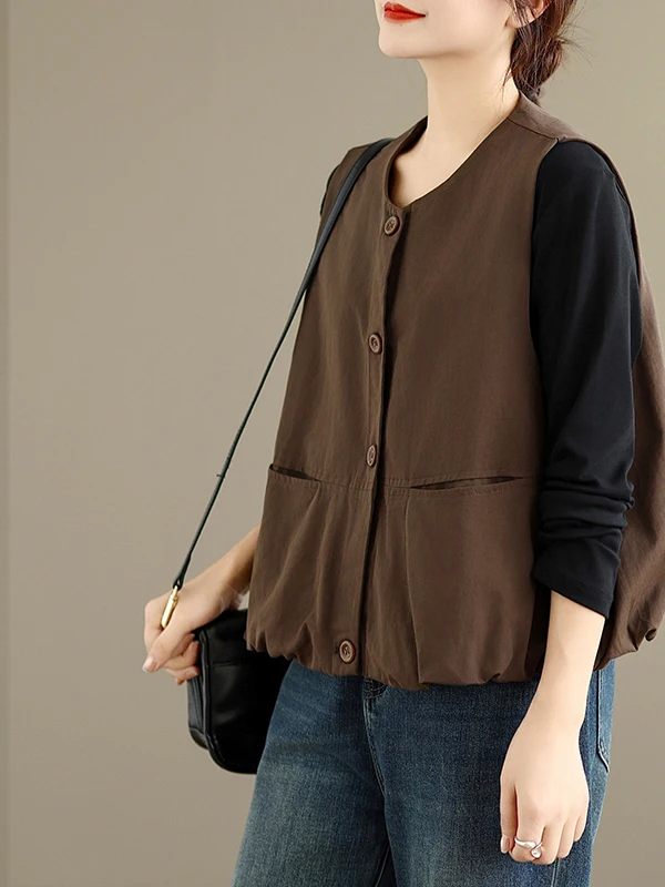 Женский осенне-весенний клетчатый жилет на бретельках, верхняя одежда из органического хлопка, повседневный свободный крой, модный топ с одной пуговицей
Женский осенне-весенний клетчатый жилет на бретельках, верхняя одежда из органического хлопка, повседневный свободный крой, модный топ с одной пуговицей