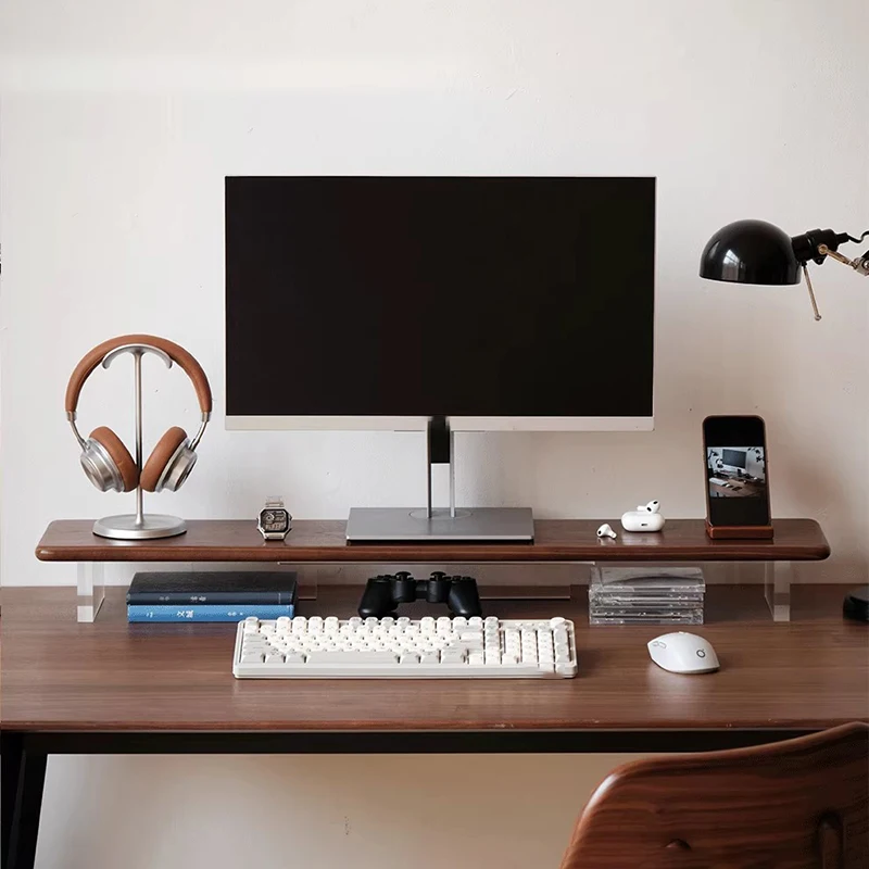 Minimalist Monitor Rack Modern Office Computer Riser Stand Study Room Computers Desktop Racks Acrylic Solid Wood Splicing Racks