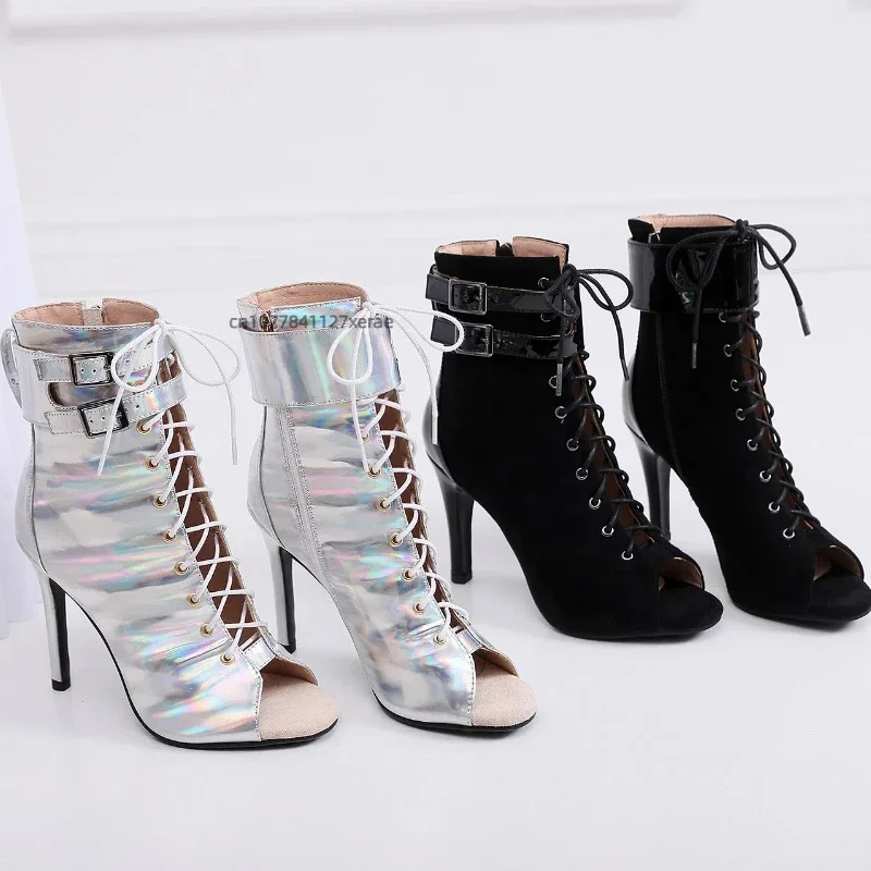 Туфли для джазовых танцев на тонком каблуке и сетчатой сетке, женские летние полусапожки с вырезами, босоножки на высоком каблуке для джазовых танцев на шнуровке
Туфли для джазовых танцев на тонком каблуке и сетчатой сетке, женские летние полусапожки с вырезами, босоножки на высоком каблуке для джазовых танцев на шнуровке