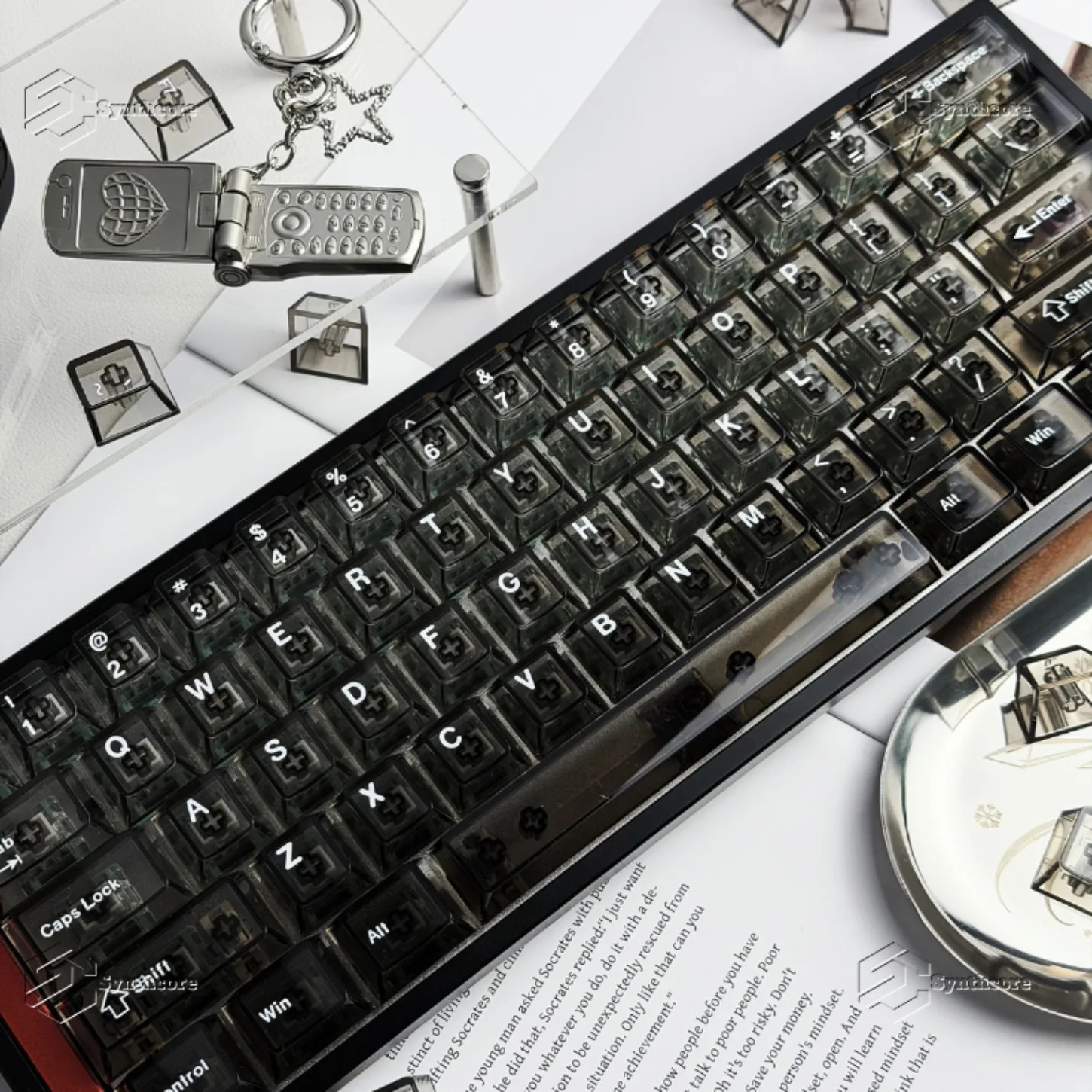 High Transparency Black Cherry Keycap Kit PC Key Personalized for MX Switch Wooting Magnetic Shaft Mechanical Keyboard