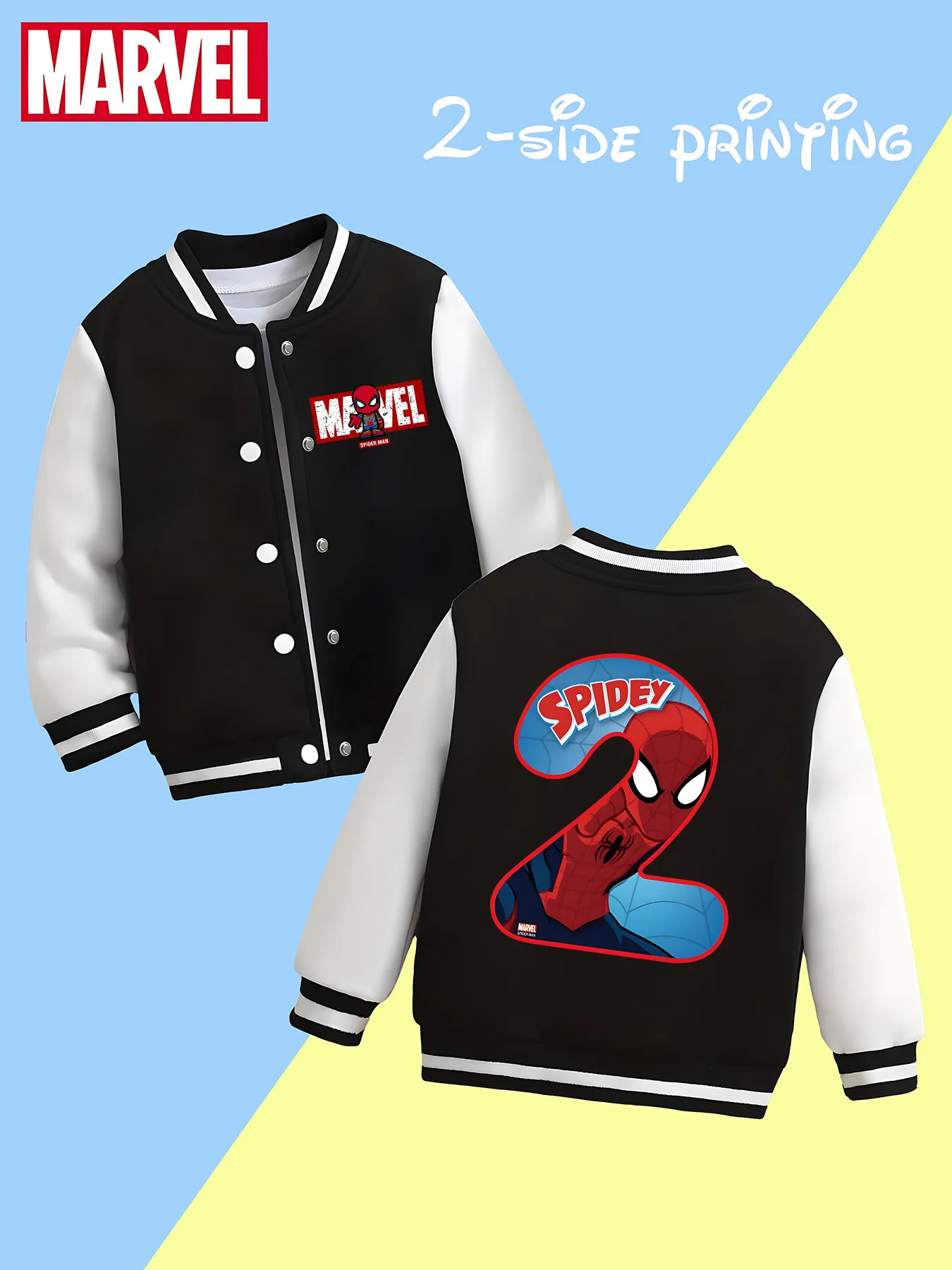 MINISO Marvel Boys' Baseball Jacket - Spider-Man Digital Double-Sided Graphic, Soft Fabric
MINISO Marvel Boys' Baseball Jacket - Spider-Man Digital Double-Sided Graphic, Soft Fabric
