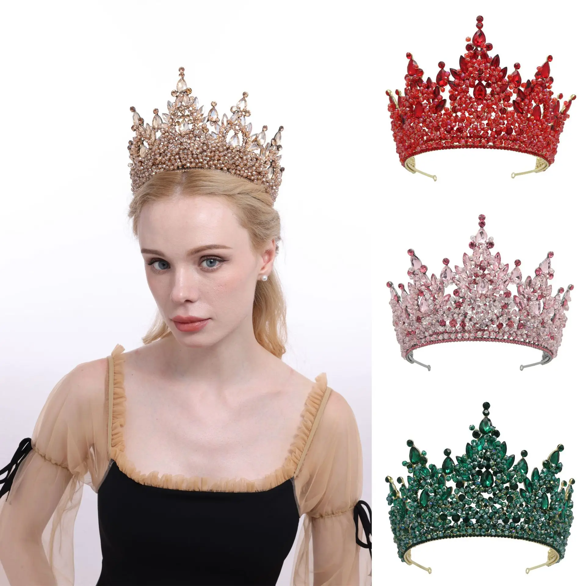 Autumn Elegance Red Bridal Tiara European and American Oversized Alloy Plated Wedding Crown Hair Accessory 
Autumn Elegance Red Bridal Tiara European and American Oversized Alloy Plated Wedding Crown Hair Accessory