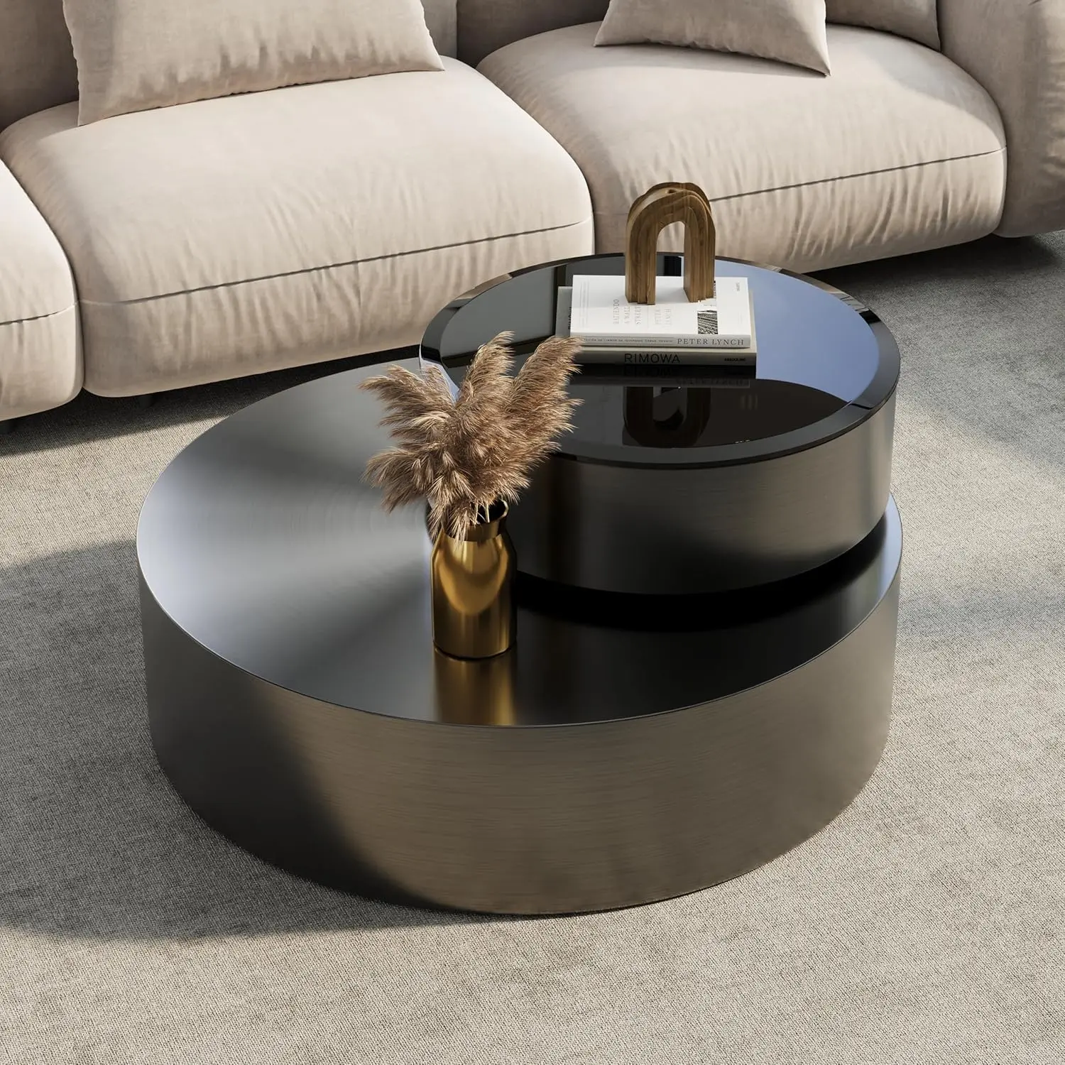 360° Rotatable Round Coffee Table 2-Tier Tempered Glass Stainless Steel Base Living Room Office Small,Customized
360° Rotatable Round Coffee Table 2-Tier Tempered Glass Stainless Steel Base Living Room Office Small,Customized