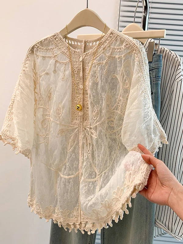 Authentic Korean Style Short Sleeve T-Shirt Pure Cotton Heavy Embroidery High End Feel Summer New Arrival Women's Shirt
Authentic Korean Style Short Sleeve T-Shirt Pure Cotton Heavy Embroidery High End Feel Summer New Arrival Women's Shirt
