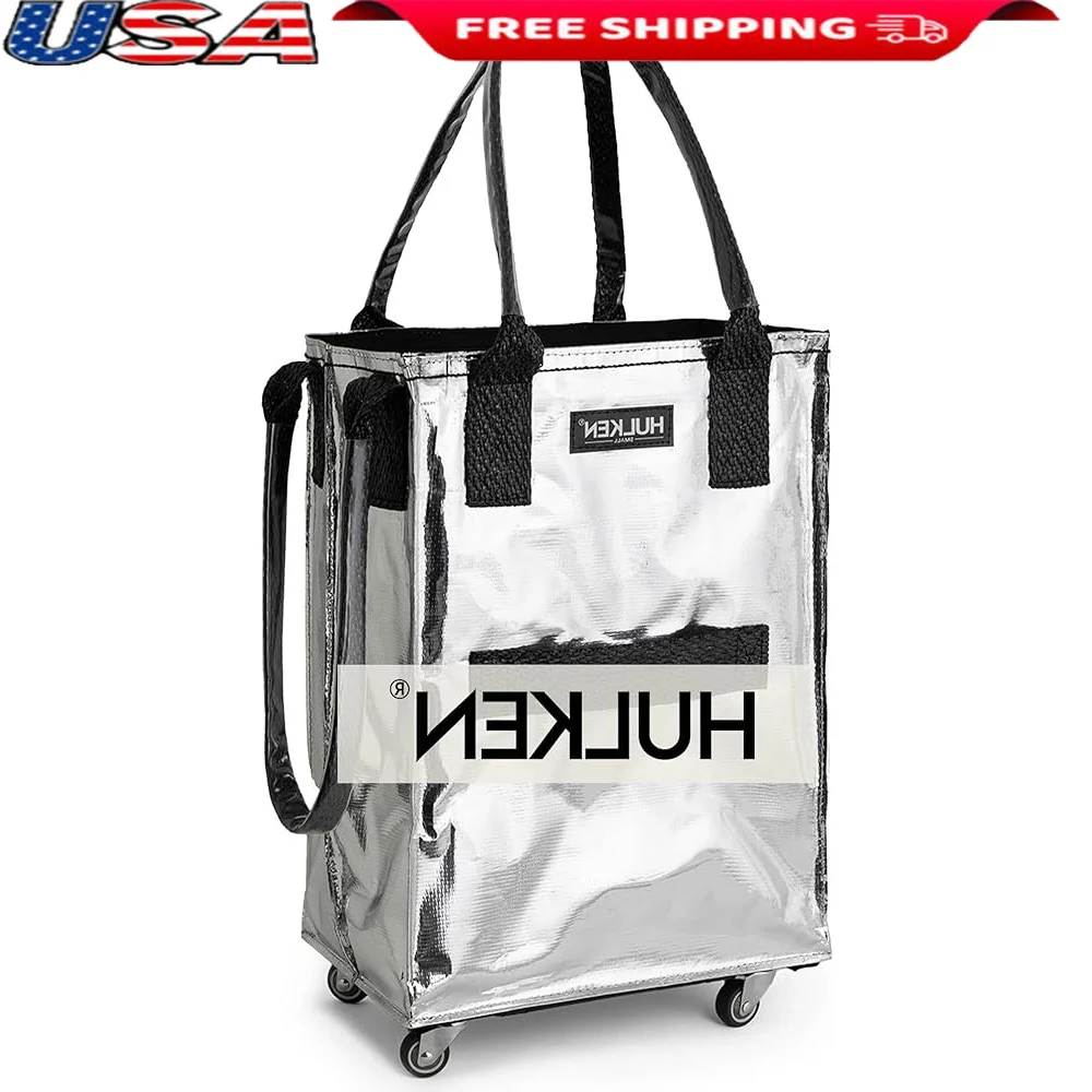 Small Silver Reusable Grocery Bag on Wheels Lightweight Shopping Trolley Portable Rolling Tote Zipper Closure Ergonomic Handles
Small Silver Reusable Grocery Bag on Wheels Lightweight Shopping Trolley Portable Rolling Tote Zipper Closure Ergonomic Handles