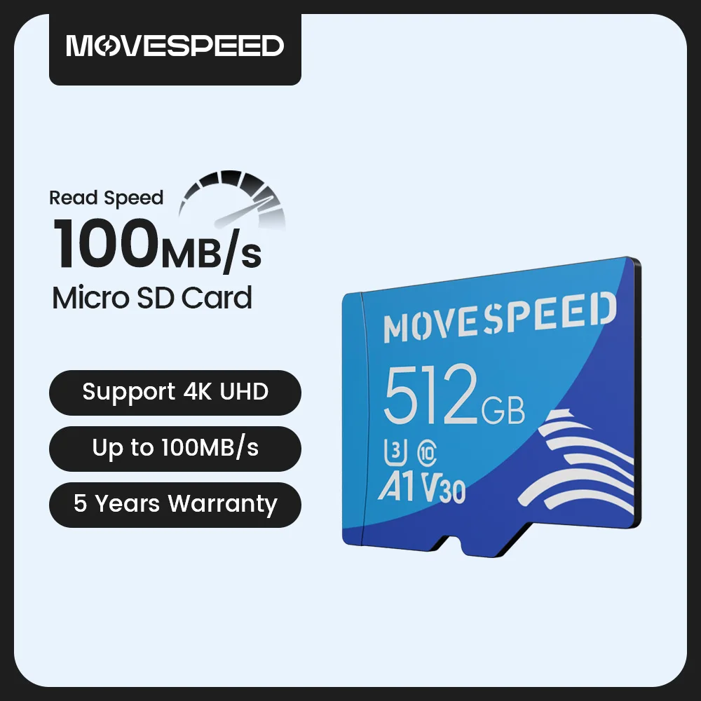 MOVESPEED U3 Mini SD Card 512GB High Speed Flash Memory Card Up To 100MB/s 128GB 400GB 64GB 32GB TF Card for Camera DV
MOVESPEED U3 Mini SD Card 512GB High Speed Flash Memory Card Up To 100MB/s 128GB 400GB 64GB 32GB TF Card for Camera DV