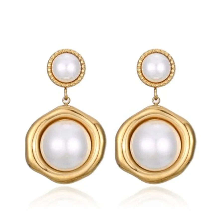 LUREME Boho Drop Earrings for Women - Golden Stainless Steel Earrings with Imitation Round Pearl, Dangle Design, Vintage Style,
LUREME Boho Drop Earrings for Women - Golden Stainless Steel Earrings with Imitation Round Pearl, Dangle Design, Vintage Style,