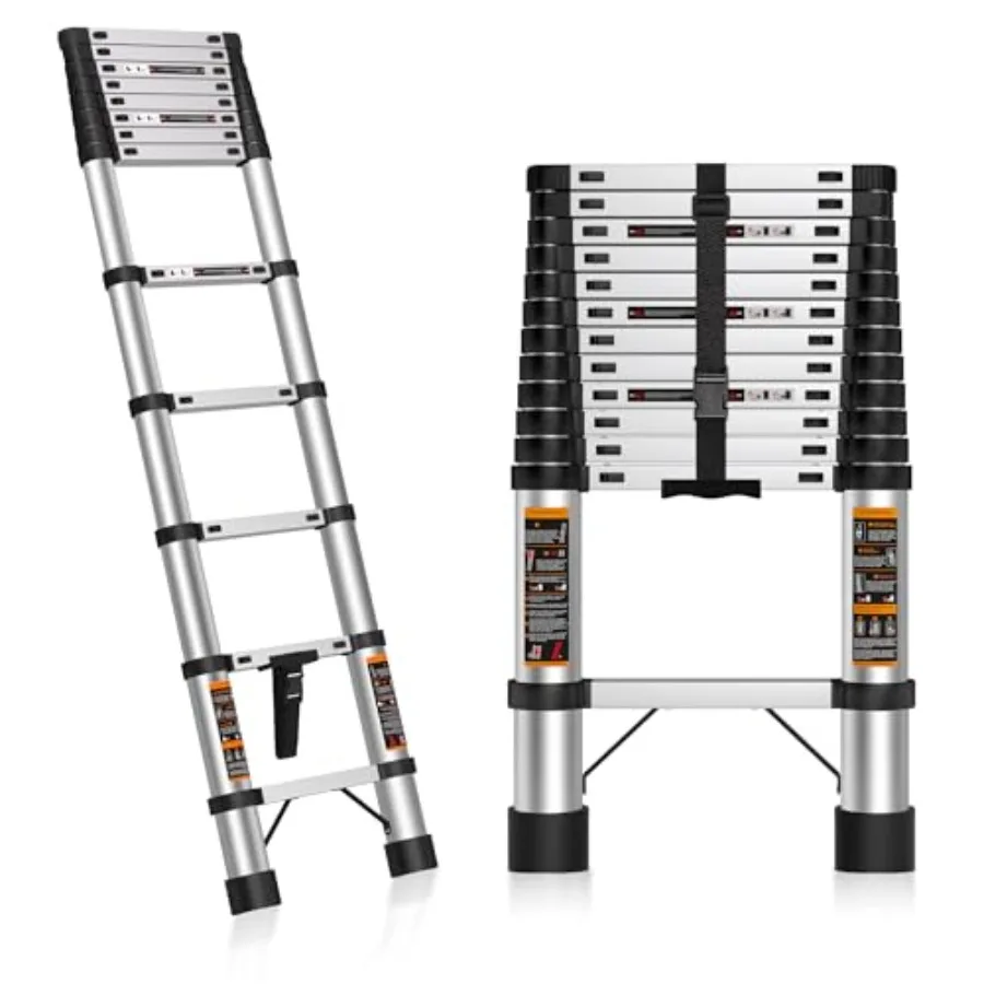 Telescoping Ladder 12.5 Feet Telescopic Ladders Stainl Steel Extension Ladder with Triangle Stabilizers, Portable Collapsible E
Telescoping Ladder 12.5 Feet Telescopic Ladders Stainl Steel Extension Ladder with Triangle Stabilizers, Portable Collapsible E