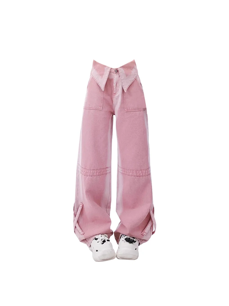 Women Vintage Pink High Waist Cargo Jeans Baggy Harajuku Y2k Cowboy Pants Aesthetic Streetwear Wide Leg Straight Denim Trousers
Women Vintage Pink High Waist Cargo Jeans Baggy Harajuku Y2k Cowboy Pants Aesthetic Streetwear Wide Leg Straight Denim Trousers
