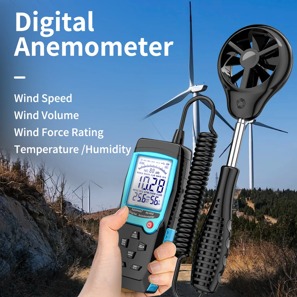 Aicevoos Split Type Digital Anemometer, Handheld Wind Speed Meter Wind Power Temperature Humidity Measurement Air Volume Tester
Aicevoos Split Type Digital Anemometer, Handheld Wind Speed Meter Wind Power Temperature Humidity Measurement Air Volume Tester