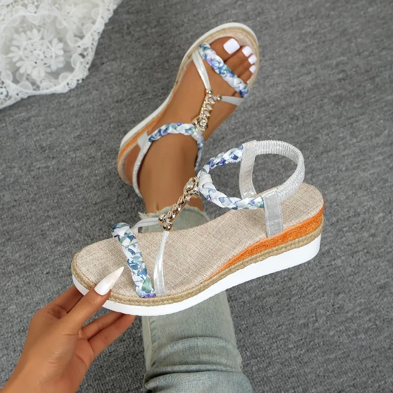 Wedge sandals women 2025 summer new style Bohemian style elastic band casual platform sandals for women sandalias de mujer
Wedge sandals women 2025 summer new style Bohemian style elastic band casual platform sandals for women sandalias de mujer