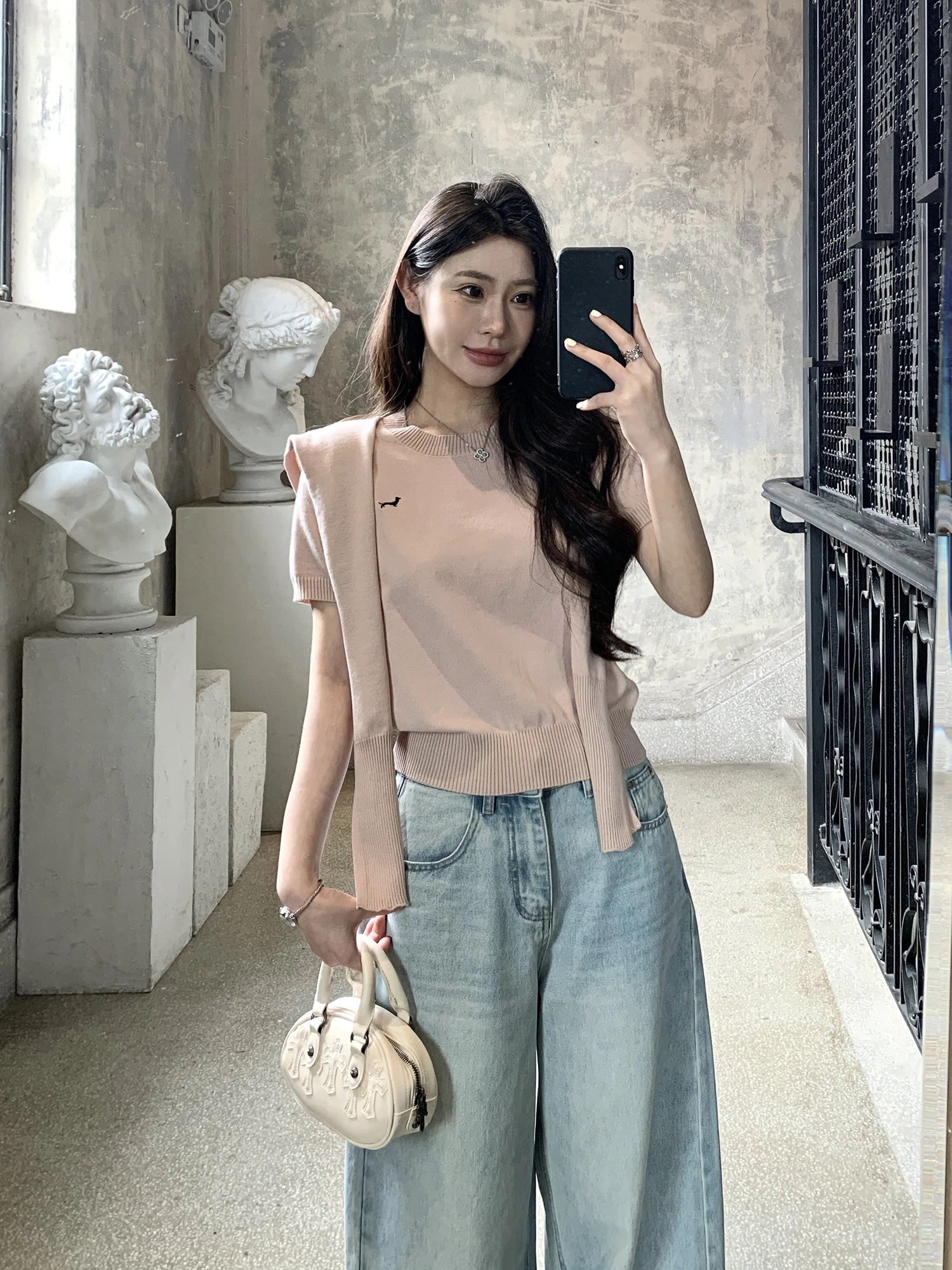 Withmxboom Grey Short Sleeve round Neck Knitted T Shirt with Shawl Spring Elegant Versatile Slim Fit Top Casual Style
Withmxboom Grey Short Sleeve round Neck Knitted T Shirt with Shawl Spring Elegant Versatile Slim Fit Top Casual Style
