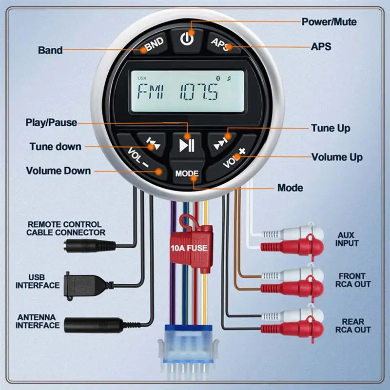 Waterproof Bluetooth Marine MP3 Player Bluetooth Radio With MP3 Player AM FM Radio USB For Streaming Music
Waterproof Bluetooth Marine MP3 Player Bluetooth Radio With MP3 Player AM FM Radio USB For Streaming Music