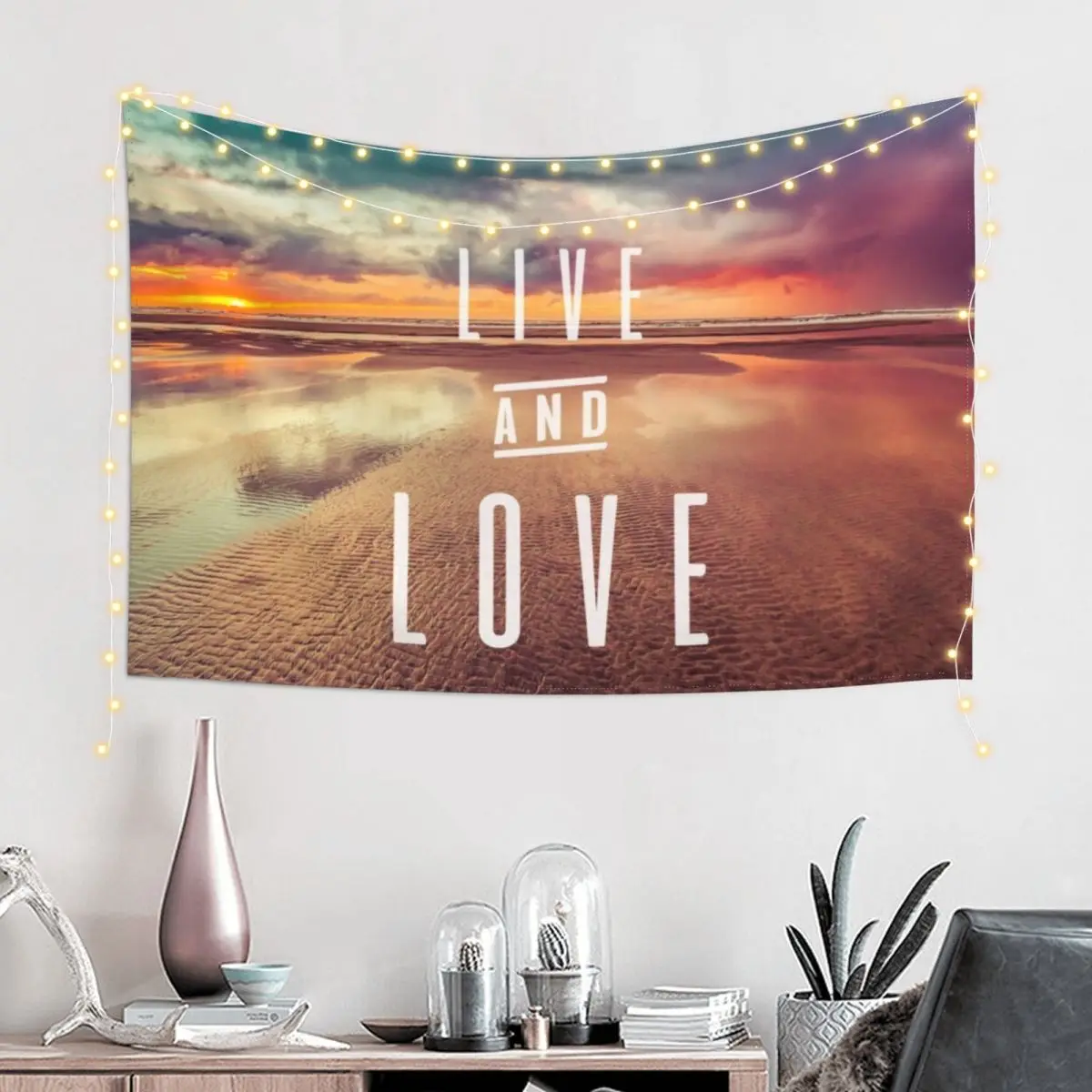 Ocean Sea Beach Water Clouds at Sunset - Live and Love Typography Tapestry Wall Decoration Tapestry
Ocean Sea Beach Water Clouds at Sunset - Live and Love Typography Tapestry Wall Decoration Tapestry