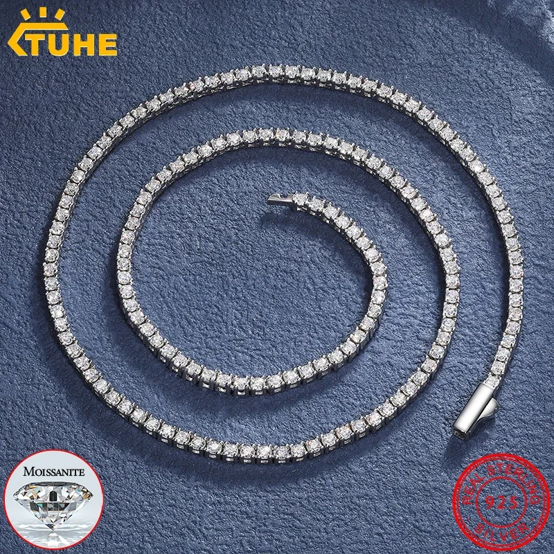 TUHE 2-3mm VVS1 Moissanite Tennis Necklace S925 Silver Diamond Tested Unisex Necklace
TUHE 2-3mm VVS1 Moissanite Tennis Necklace S925 Silver Diamond Tested Unisex Necklace