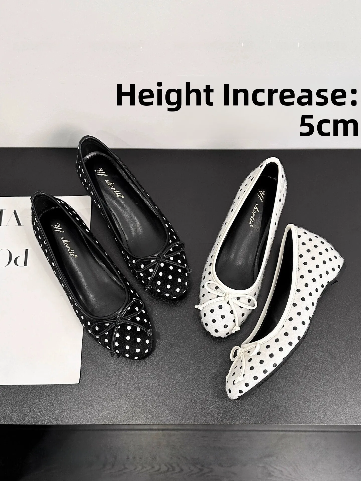 Women's Mary Jane Flats Polka Dot Shoes Knot Slip-On round Toe Leather Inner High Heel Increase 5CM Hair
Women's Mary Jane Flats Polka Dot Shoes Knot Slip-On round Toe Leather Inner High Heel Increase 5CM Hair