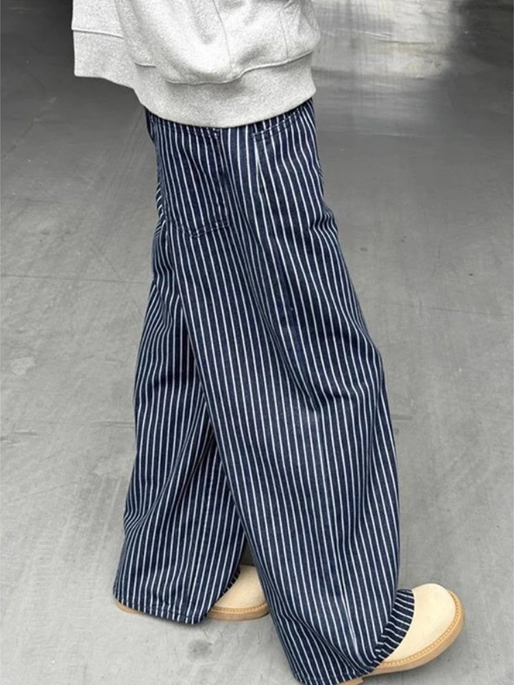 HOUZHOU Vintage Blue Striped Jeans Women Y2k Hip Hop Grunge Straight Denim Trousers Punk High Waist Streetwear Wide Leg Jeans
HOUZHOU Vintage Blue Striped Jeans Women Y2k Hip Hop Grunge Straight Denim Trousers Punk High Waist Streetwear Wide Leg Jeans
