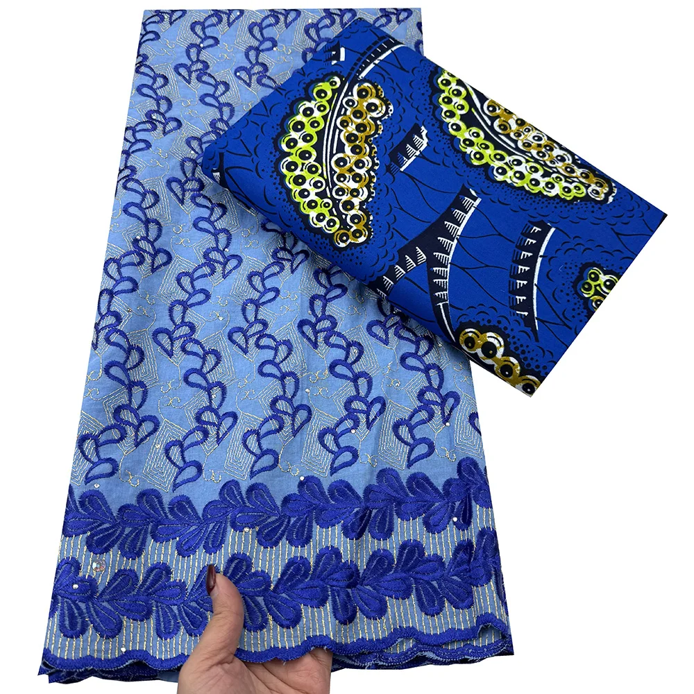 Newest African Wax Fabric for Party Dress Cotton Embroidery Swiss Voile Lace 2.5 Yards + 3 Yards Fabric For Sewing Women Dress
Newest African Wax Fabric for Party Dress Cotton Embroidery Swiss Voile Lace 2.5 Yards + 3 Yards Fabric For Sewing Women Dress