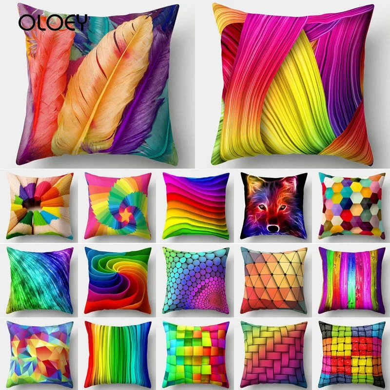 Rainbow Pillow Cover Cushion Home Car Pillow Cover Colorful Geometric Feather Polyester Decorative Pillow Cover Comfortable ..
Rainbow Pillow Cover Cushion Home Car Pillow Cover Colorful Geometric Feather Polyester Decorative Pillow Cover Comfortable ..