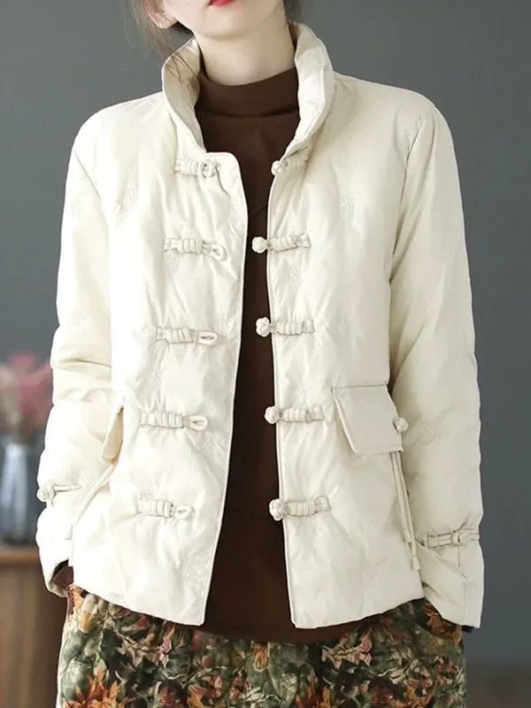 Retro Button up Long Sve Stand Collar ort Sle down Cotton Jaet Women Casual Warm Cotton Insert Outerwear
Retro Button up Long Sve Stand Collar ort Sle down Cotton Jaet Women Casual Warm Cotton Insert Outerwear